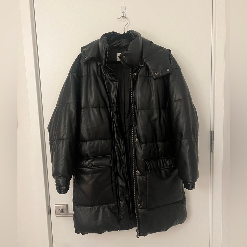 Apparis Faux Leather Puffer Jacket Coat, Medium